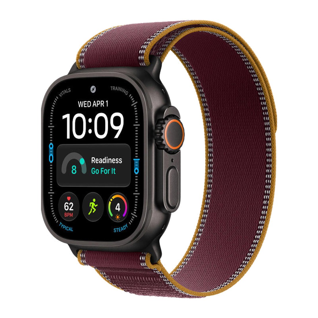 Apple Watch Ultra 4 49 мм Black Titanium Trail Loop Burgundy S/M
