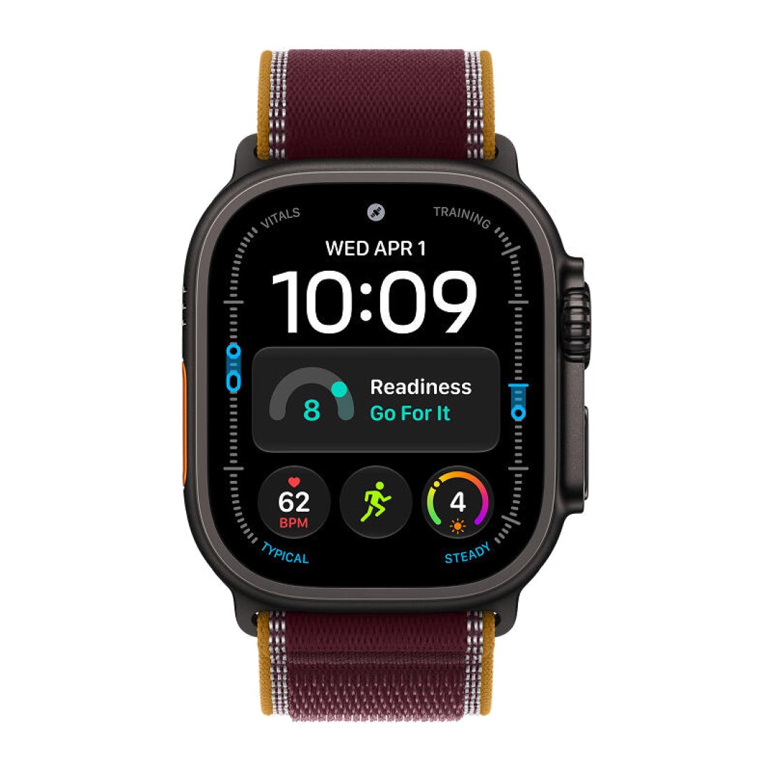 Apple Watch Ultra 4 49 мм Black Titanium Trail Loop Burgundy S/M