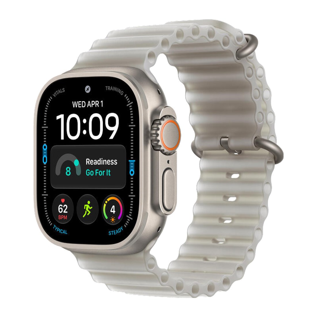 Apple Watch Ultra 4 49 мм Natural Titanium Ocean Band Translucent Grey