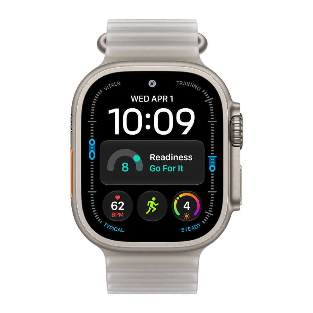 Apple Watch Ultra 4 49 мм Natural Titanium Ocean Band Translucent Grey