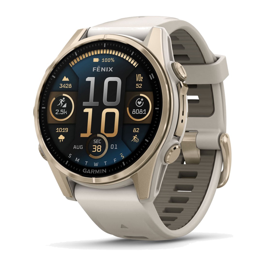 Garmin Fenix 8 (43mm) Amoled Sapphire Soft Gold with Dark Sandstone Silicone Band + Soft Gold Leather Band