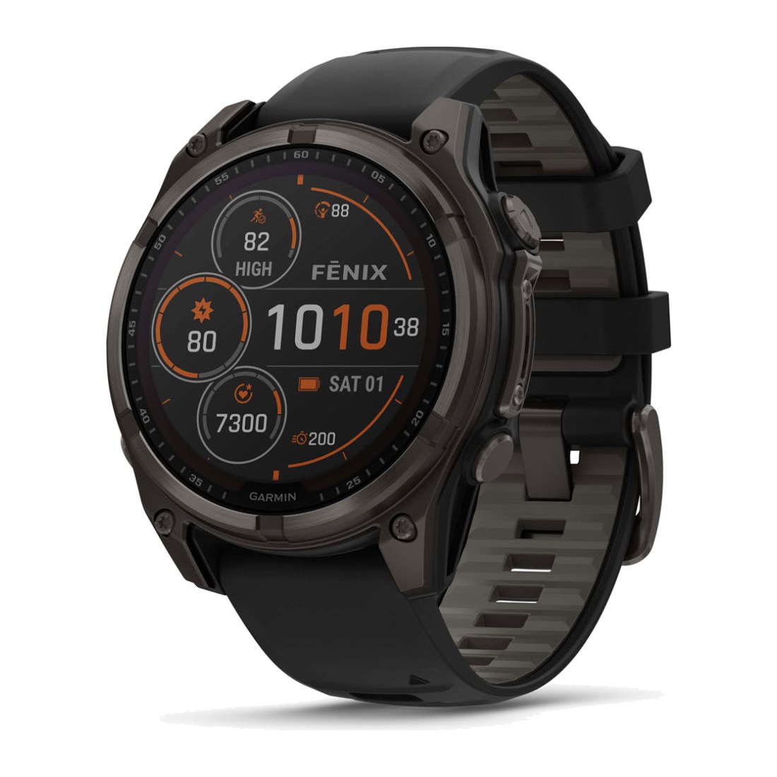 Garmin Fenix 8 (47mm) Solar Sapphire Carbon Gray Titanium with Black/Pebble Silicone Band