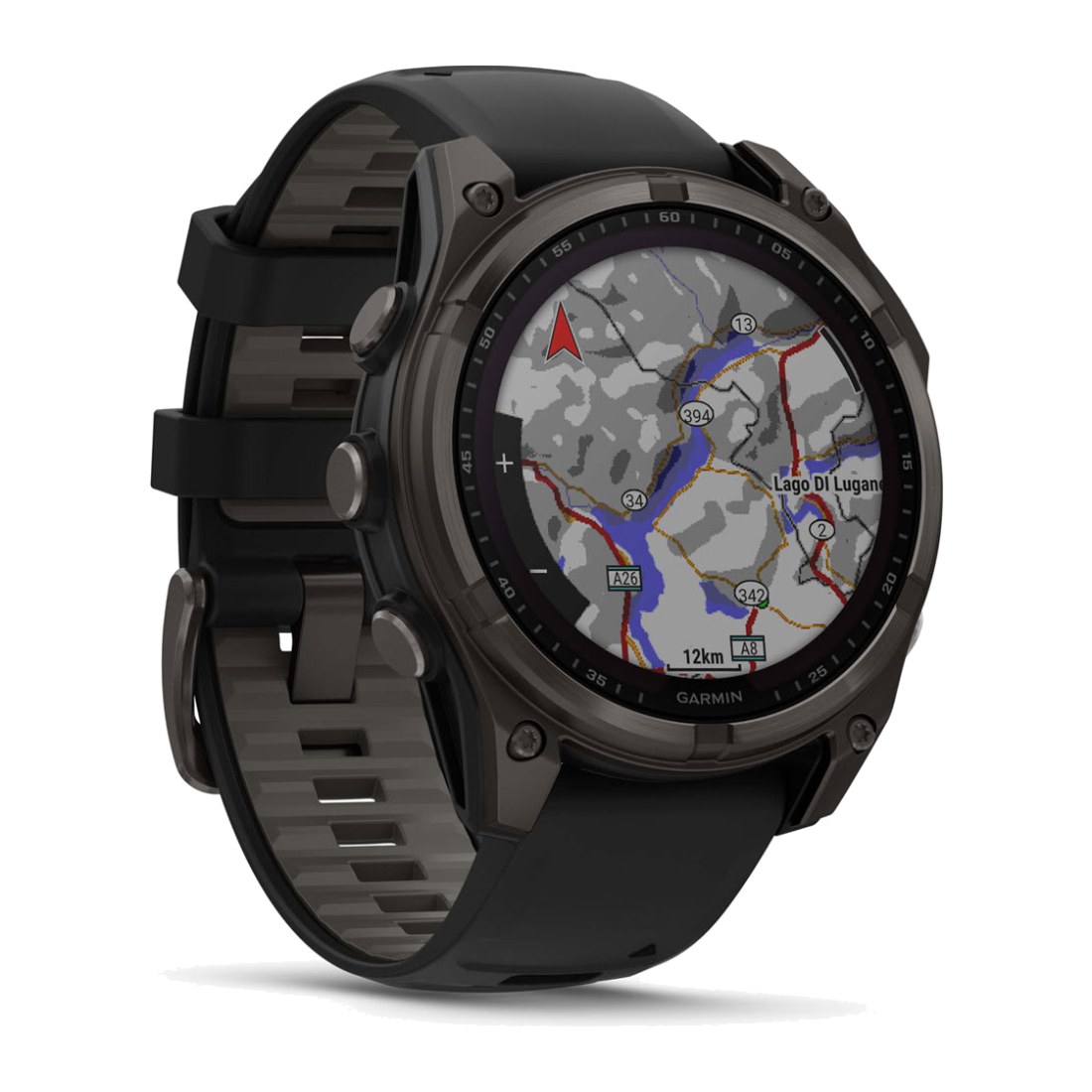 Garmin Fenix 8 (47mm) Solar Sapphire Carbon Gray Titanium with Black/Pebble Silicone Band