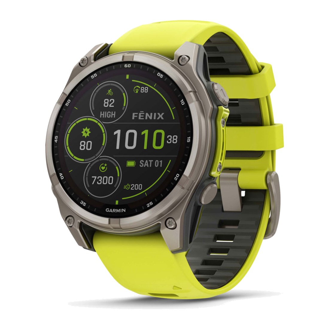 Garmin Fenix 8 (47mm) Solar Sapphire Titanium with Yellow Graphite Silicone Band