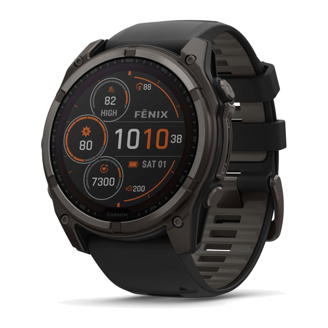 Garmin Fenix 8 (51mm) Solar Sapphire Carbon Gray Titanium with Black/Pebble Silicone Band