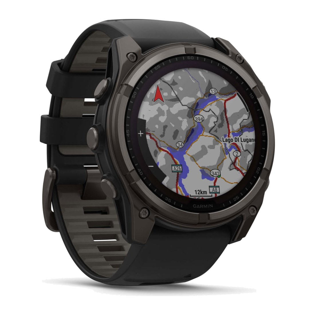 Garmin Fenix 8 (51mm) Solar Sapphire Carbon Gray Titanium with Black/Pebble Silicone Band
