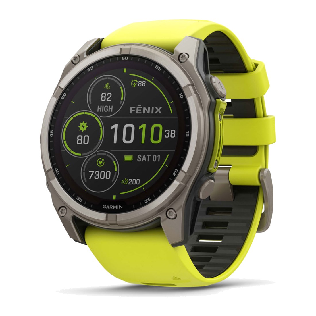 Garmin Fenix 8 (51mm) Solar Sapphire Titanium with Yellow Graphite Silicone Band