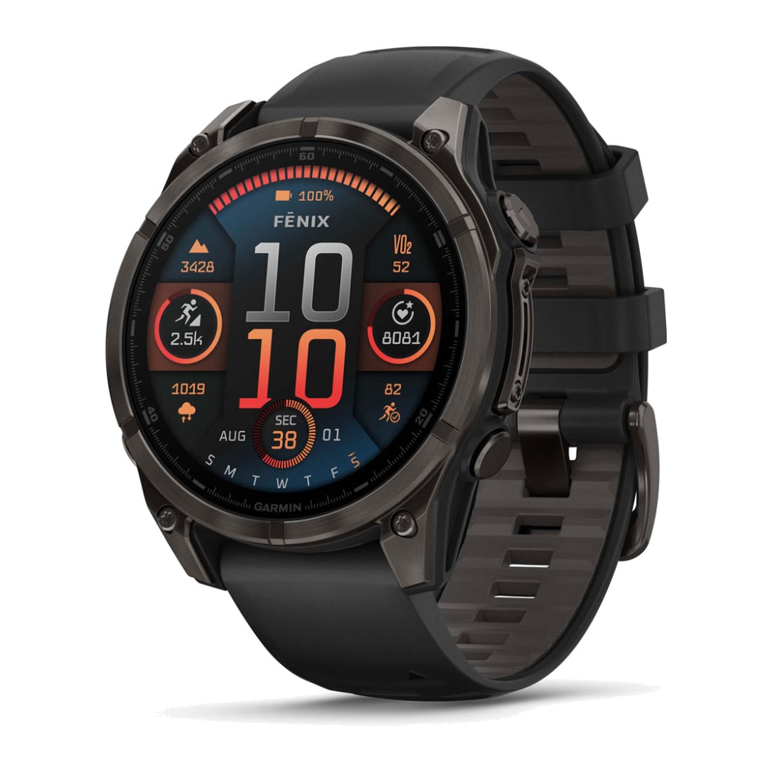 Garmin Fenix 8 (47mm) Amoled Sapphire Carbon Gray DLC Titanium with Pebble Gray Silicone Band