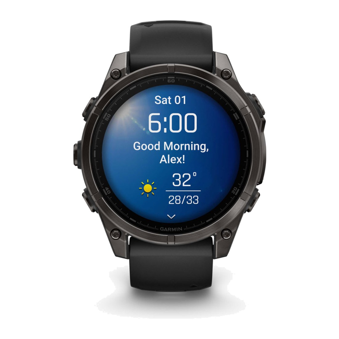Garmin Fenix 8 (47mm) Amoled Sapphire Carbon Gray DLC Titanium with Pebble Gray Silicone Band