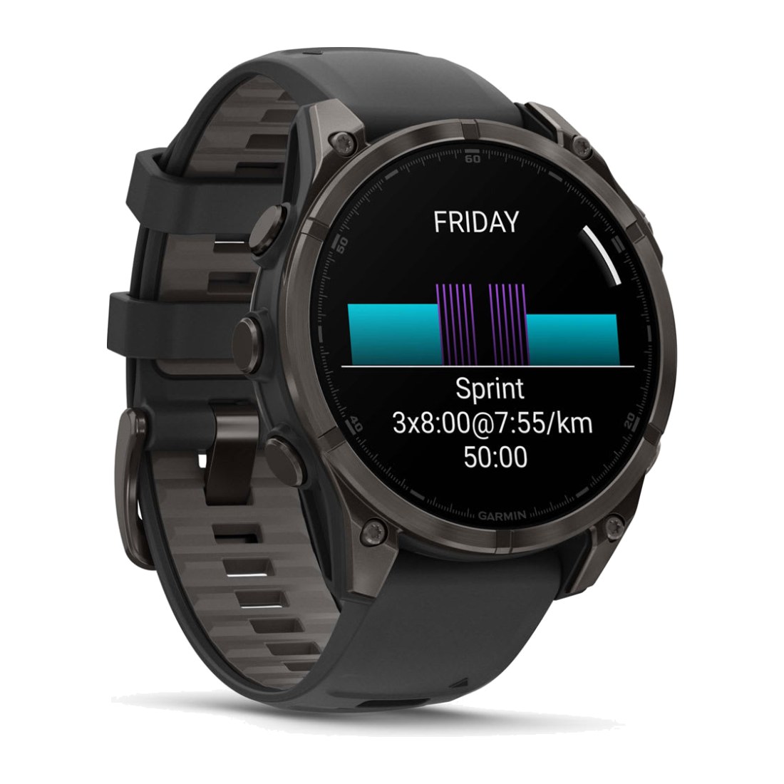 Garmin Fenix 8 (47mm) Amoled Sapphire Carbon Gray DLC Titanium with Pebble Gray Silicone Band
