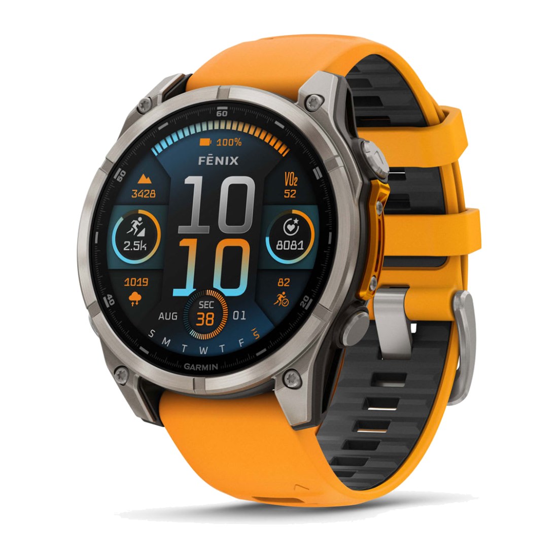 Garmin Fenix 8 (47mm) Amoled Sapphire Titanium with Spark Orange Silicone Band