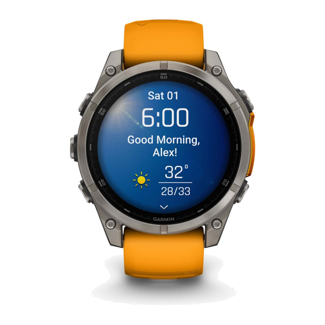 Garmin Fenix 8 (47mm) Amoled Sapphire Titanium with Spark Orange Silicone Band