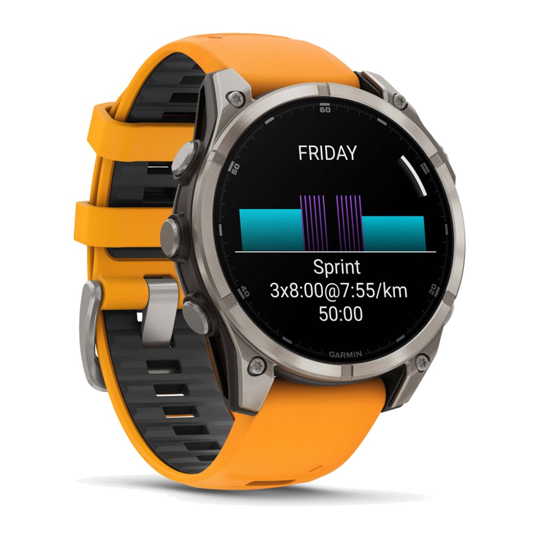 Garmin Fenix 8 (47mm) Amoled Sapphire Titanium with Spark Orange Silicone Band