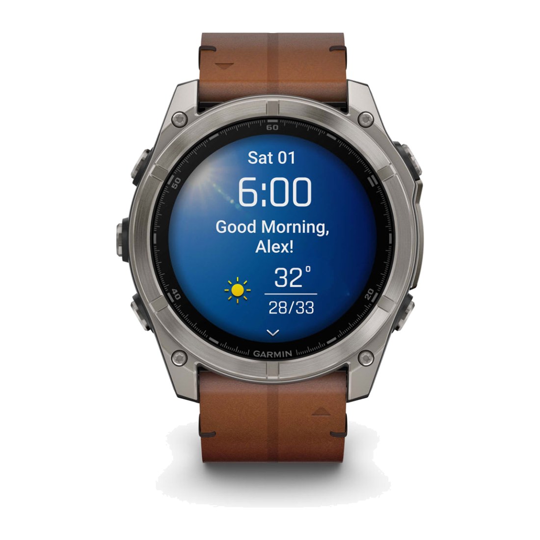 Garmin Fenix 8 (51mm) Amoled Sapphire Bare Titanium Black with Chestnut Leather Band + Silicone Band
