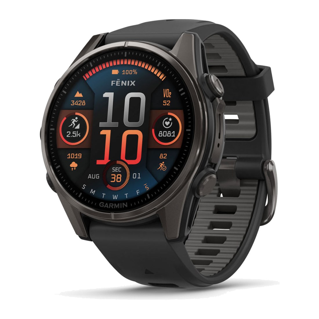 Garmin Fenix 8 (43mm) Amoled Sapphire Carbon Gray DLC Titanium with Pebble Gray Silicone Band