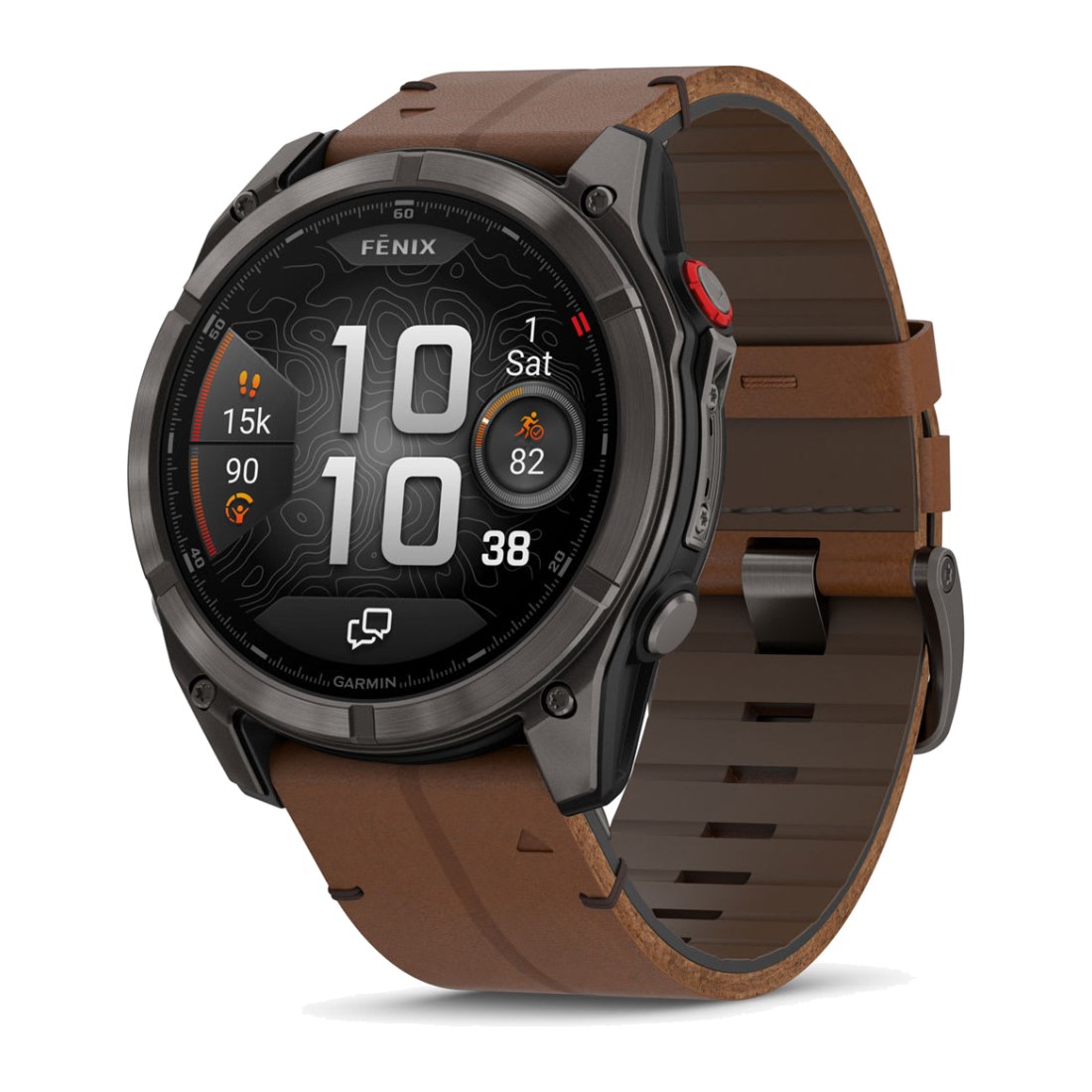 Garmin Fenix 8 Pro (51mm) Amoled Sapphire (LTE) Carbon Gray Titanium with Chestnut Leather Band + Silicone Band