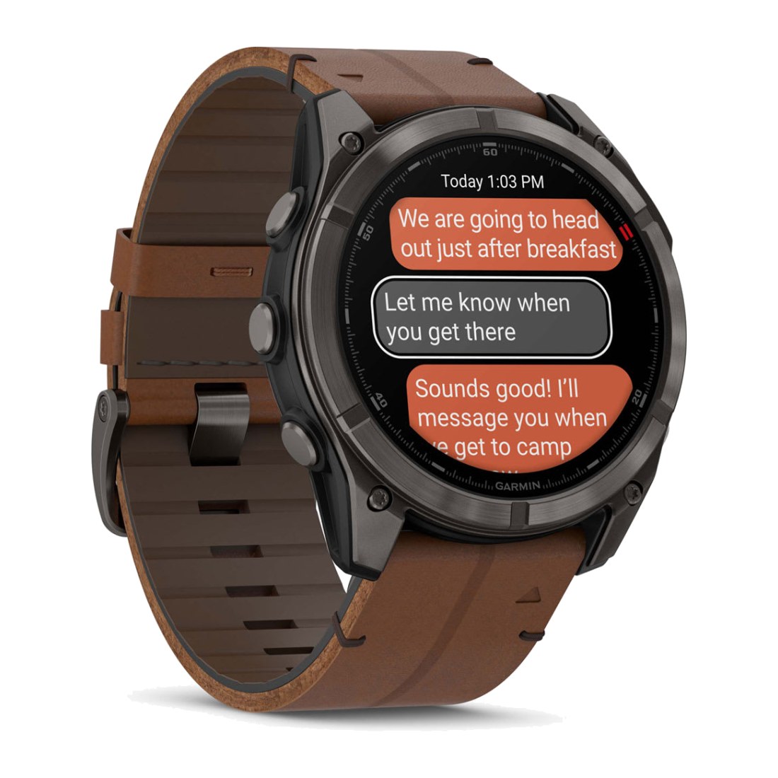 Garmin Fenix 8 Pro (51mm) Amoled Sapphire (LTE) Carbon Gray Titanium with Chestnut Leather Band + Silicone Band