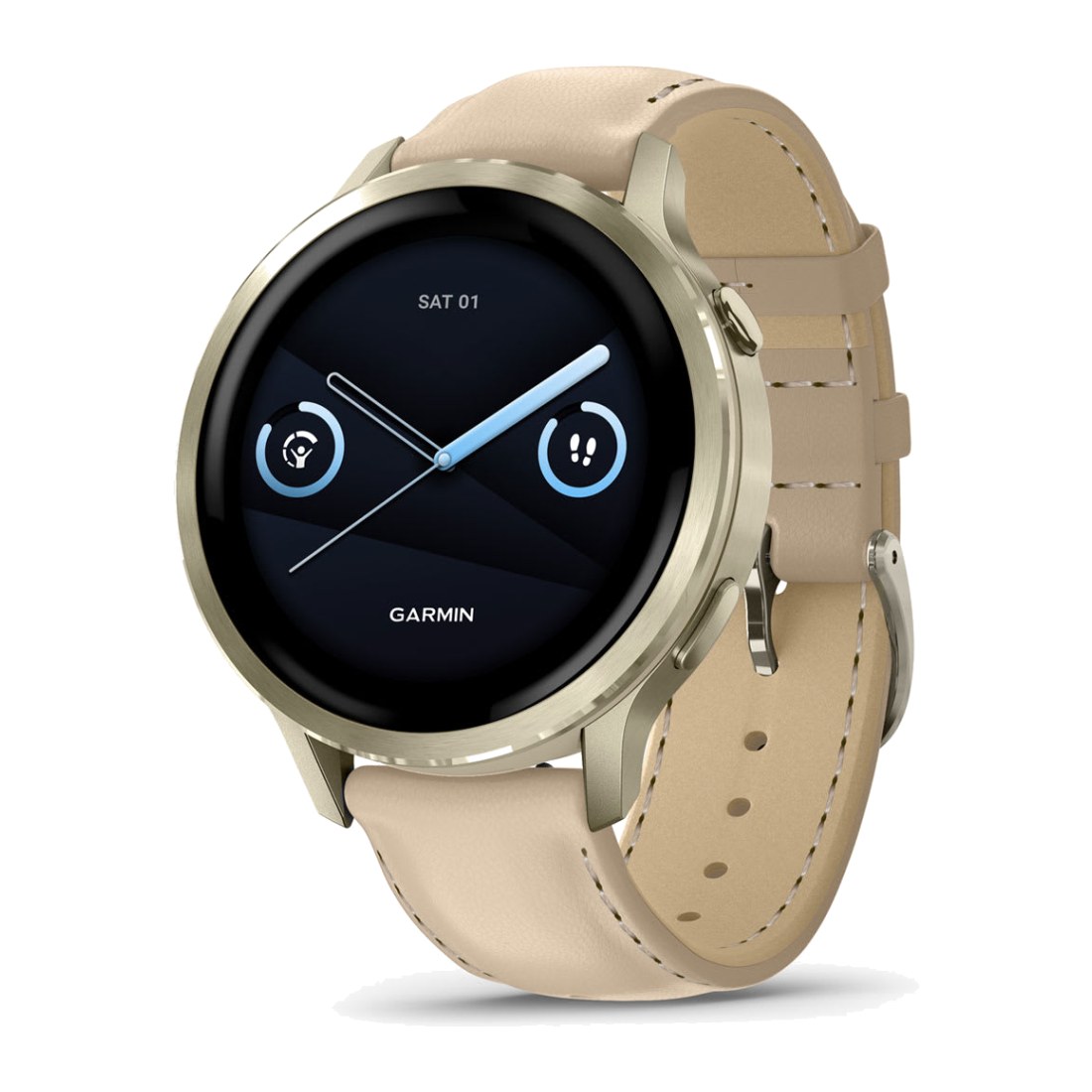 Garmin Venu 4 (41mm) Lunar Gold wt Bone Silicone Band + Light Sand Leather Band