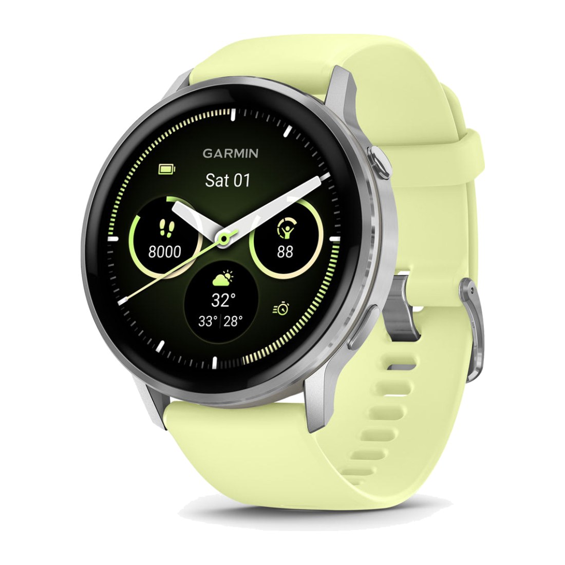 Garmin Venu 4 (45mm) Silver wt Citron Silicone Band