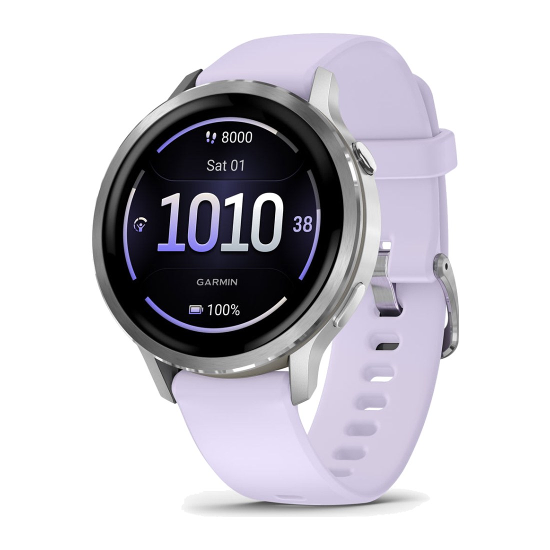 Garmin Venu 4 (41mm) Silver wt Periwinkle Silicone Band